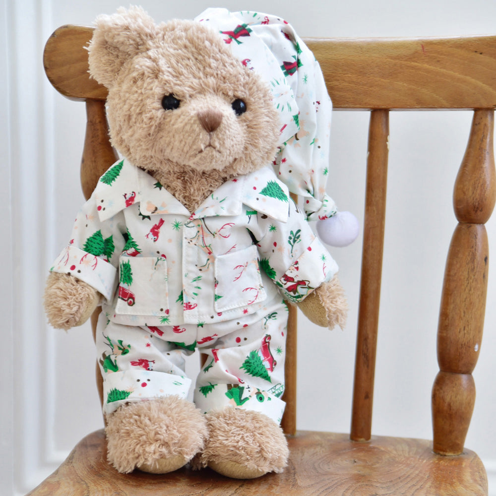 Christmas Teddy Bear With Pyjamas And Nightcap