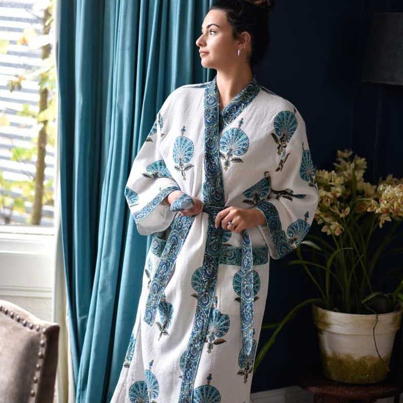 Aqua Shell Waffle Dressing Gown Aqua Shell Waffle Dressing Gown