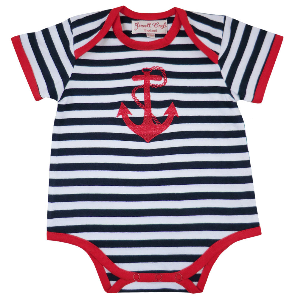 Nautical Striped Anchor Baby Grow
