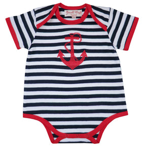 Nautical Striped Anchor Baby Grow