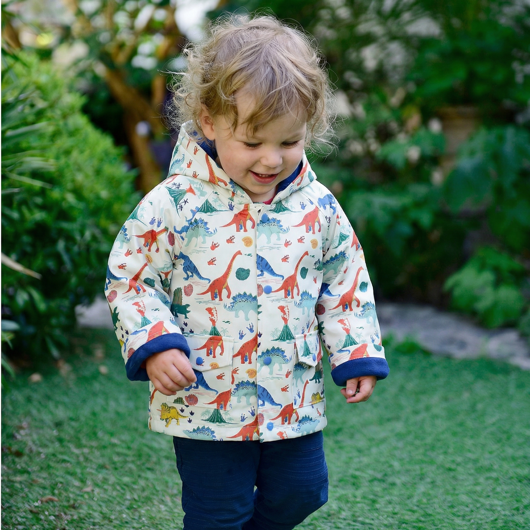 Colourful Dinosaur Print Raincoat