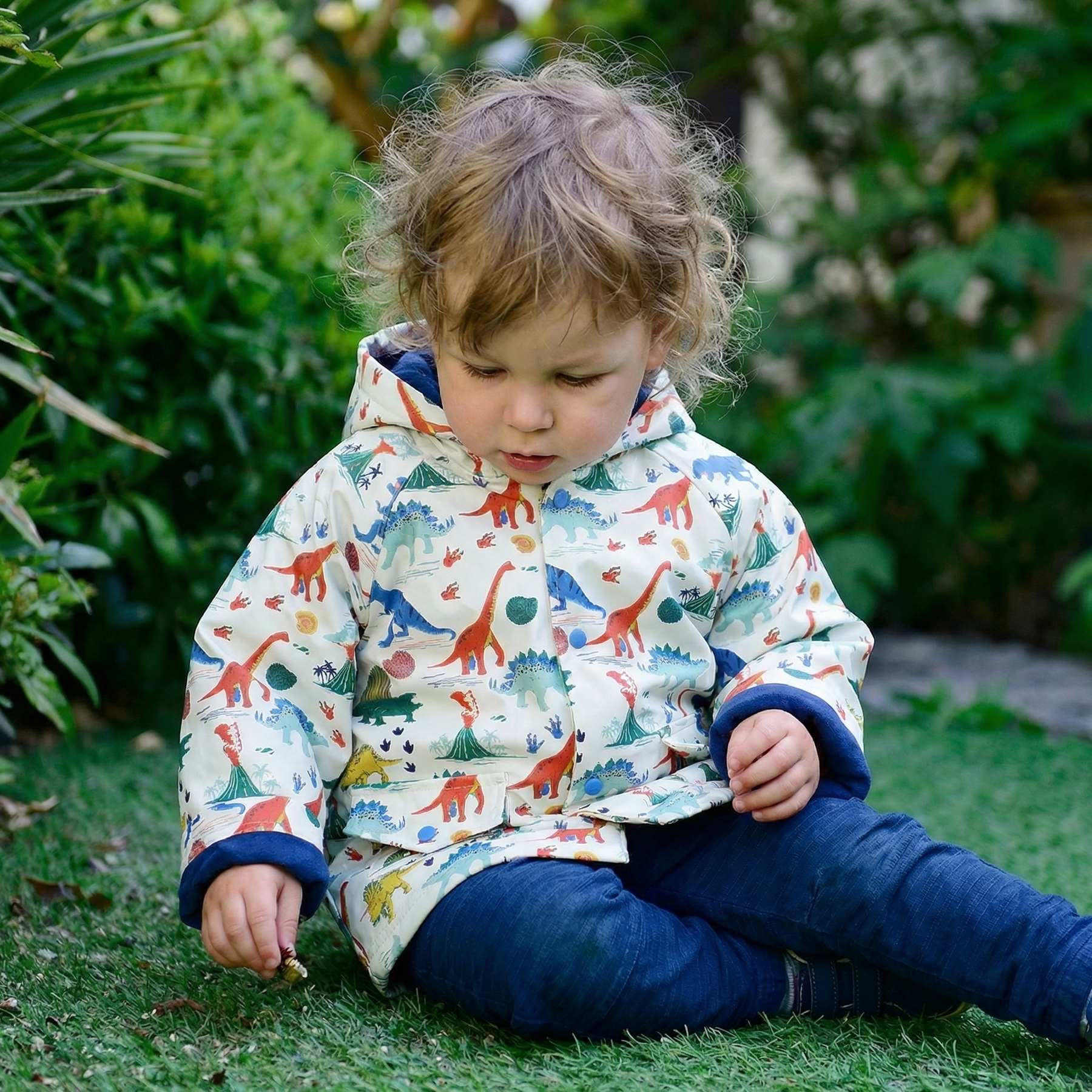 Colourful Dinosaur Print Raincoat