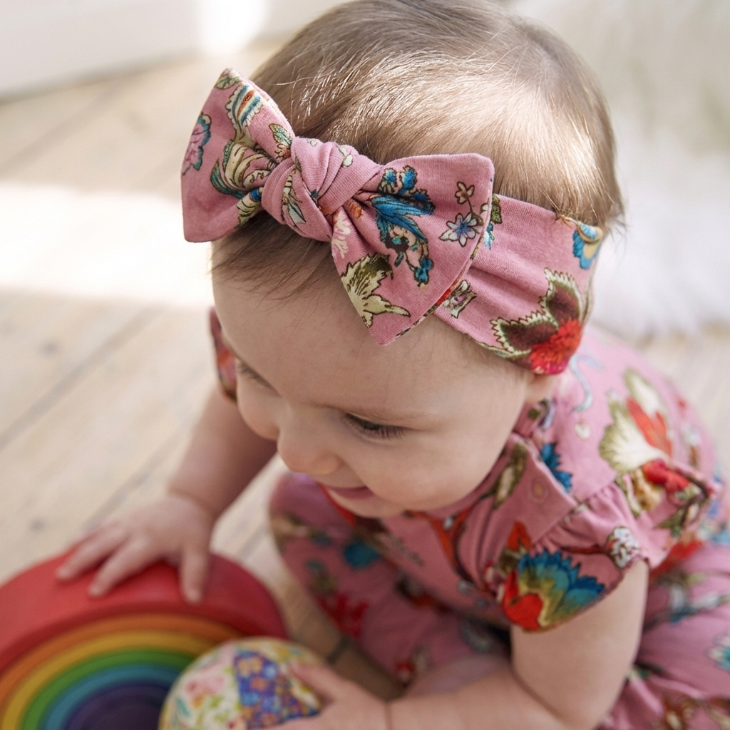 Dusky Pink Floral Baby Headband