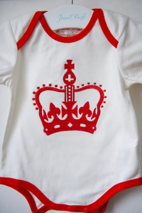 Embroidered Crown Baby Grow