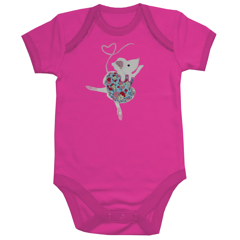 Ballerina Mouse Embroidered Baby Grow