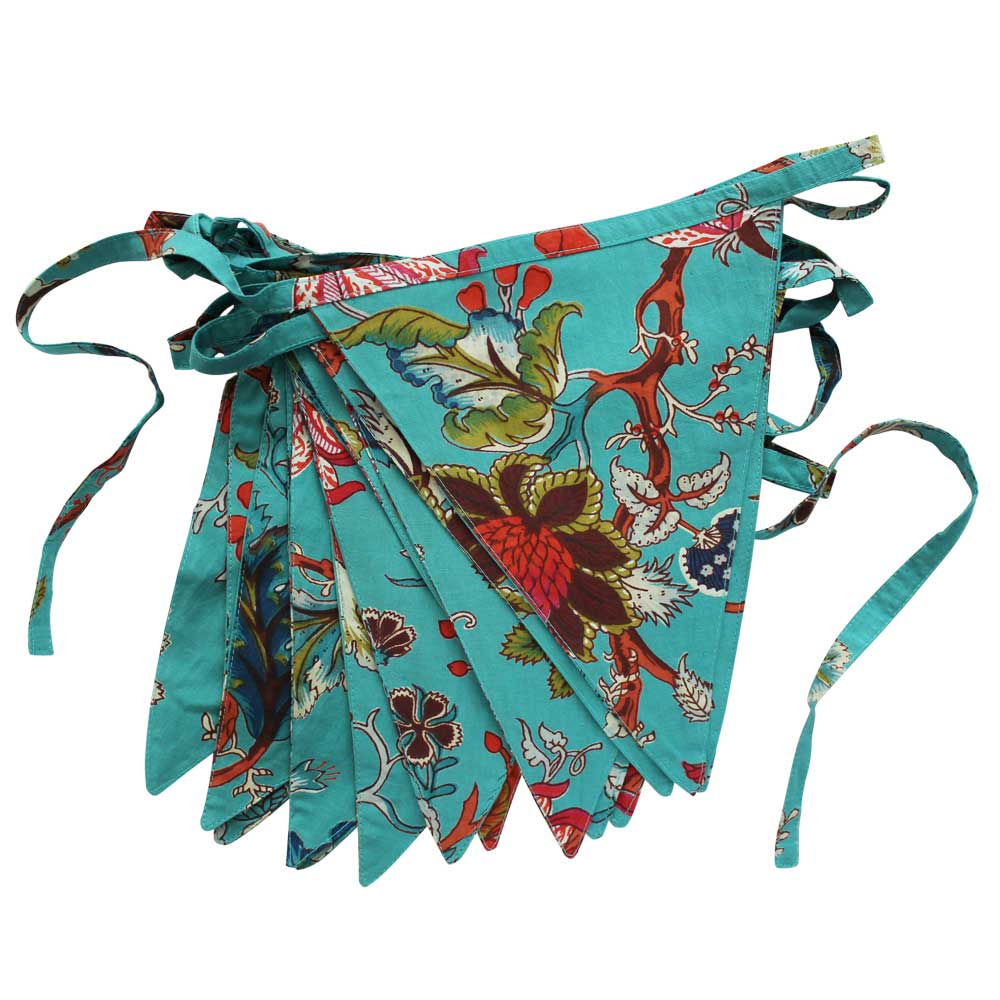 Teal Exotic Flower Bunting