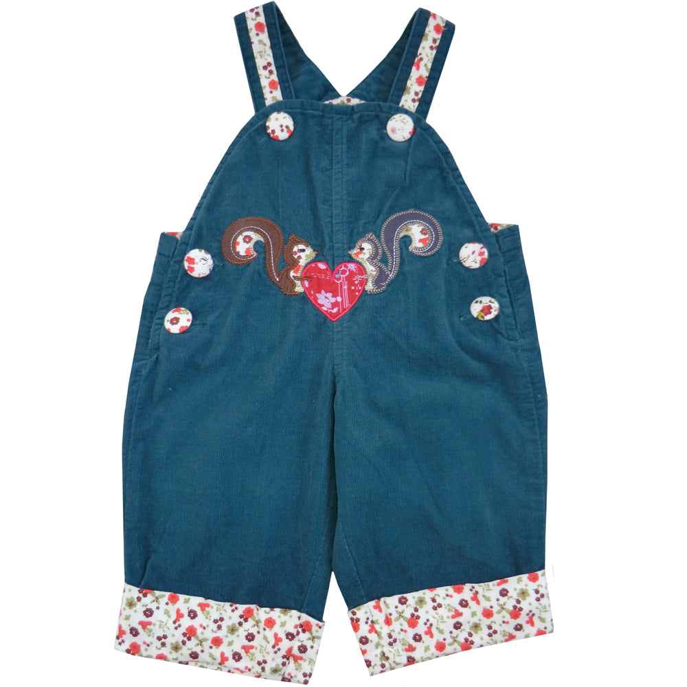 Squirrel Motif Cord Dungarees 