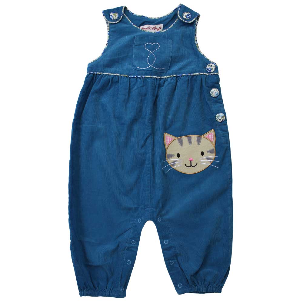 Cat Applique Cord Dungarees