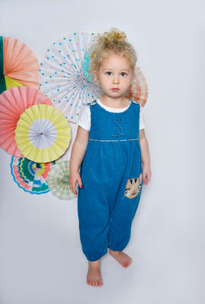 Cat Applique Cord Dungarees