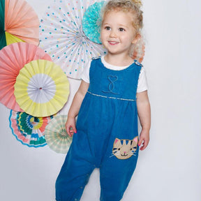 Cat Applique Cord Dungarees