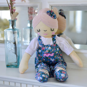 35cm Blonde Craft Doll Wearing Dungarees