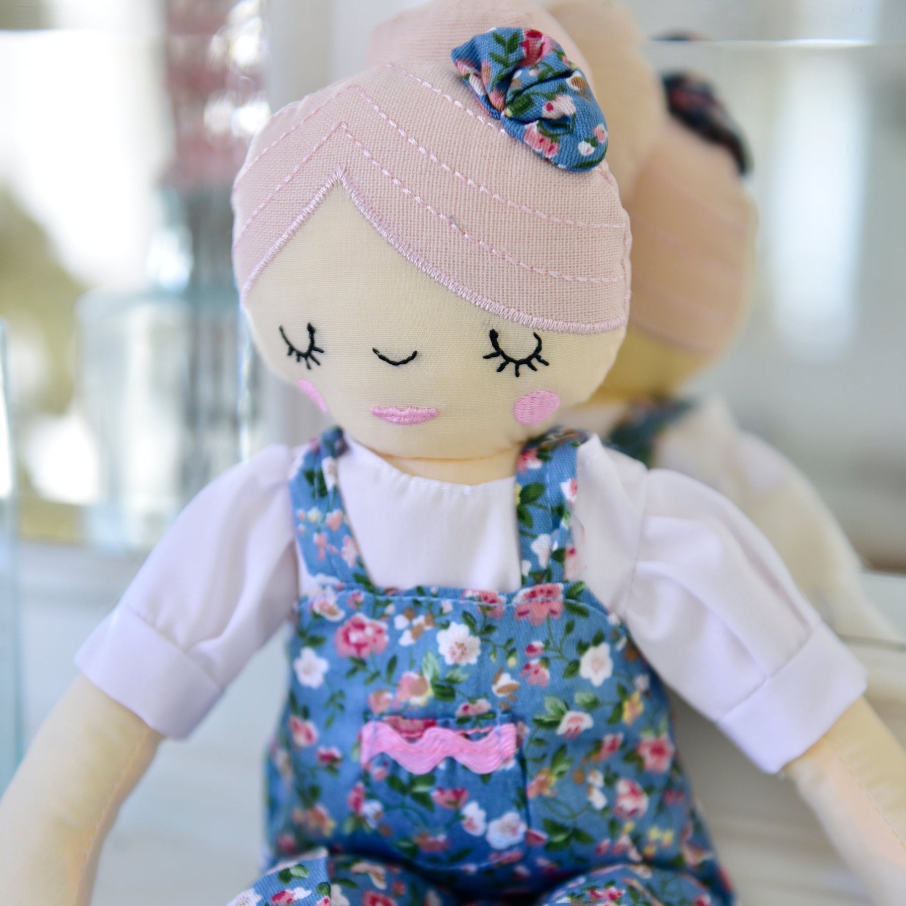 35cm Blonde Craft Doll Wearing Dungarees