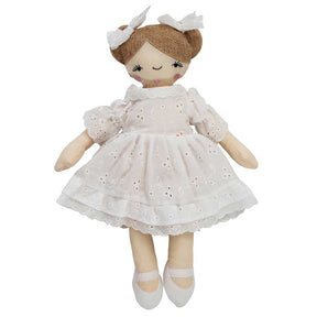 35cm Craft Doll Wearing White Embroidered Dress