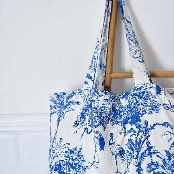 Toile De Jouy Cotton Canvas Tote Bag