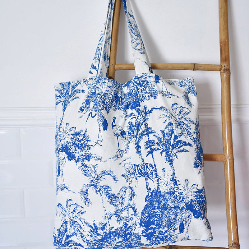 Toile De Jouy Cotton Canvas Tote Bag