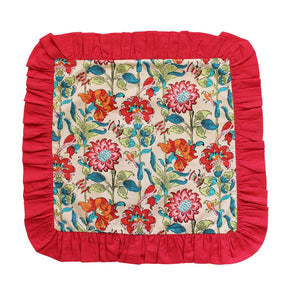 Floral Garden Print Square Cushion With Pad 45cm