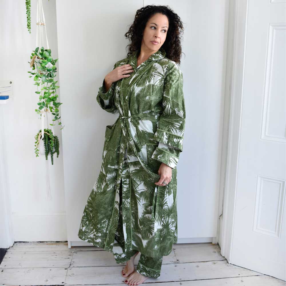 Tropical Green Fern Dressing Gown