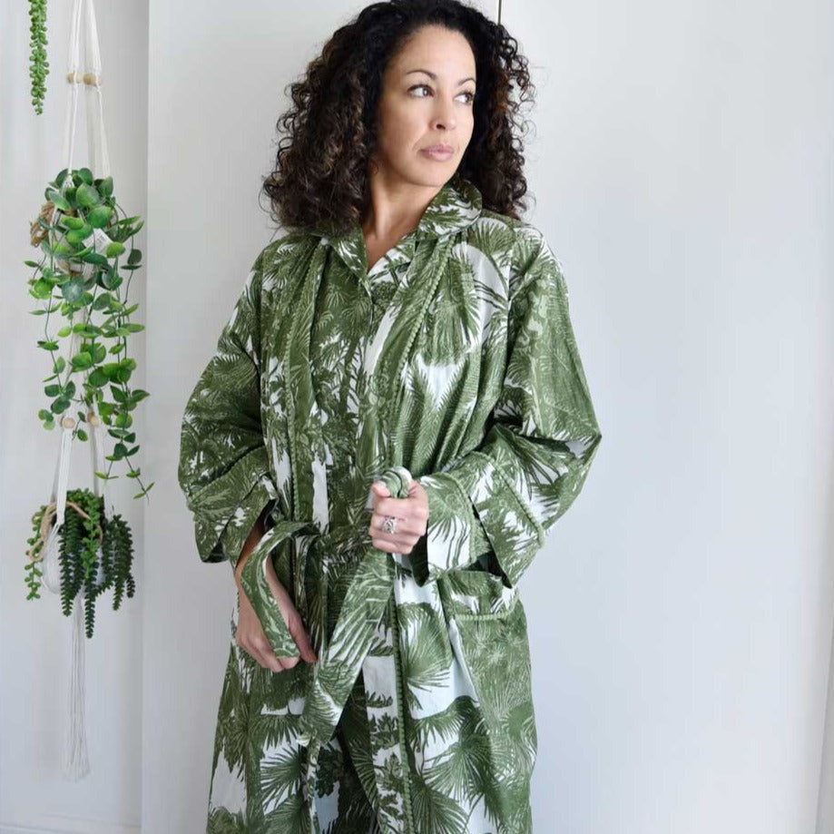 Tropical Green Fern Dressing Gown