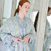 Cornflower Blue Floral Print Dressing Gown