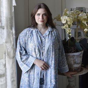 Cornflower Blue Floral Print Dressing Gown