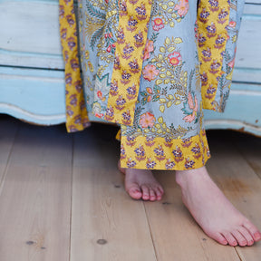 Mustard Floral Print Dressing Gown