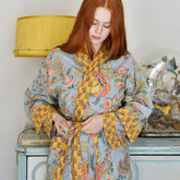 Mustard Floral Print Dressing Gown