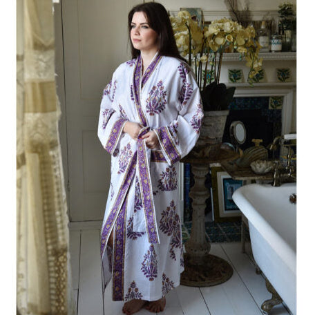 purple floral dressing gown Women's Silk Dressing Gown