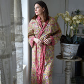 Yellow & Pink Carnation Print Dressing Gown