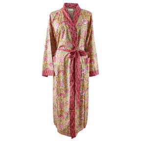 Yellow & Pink Carnation Print Dressing Gown