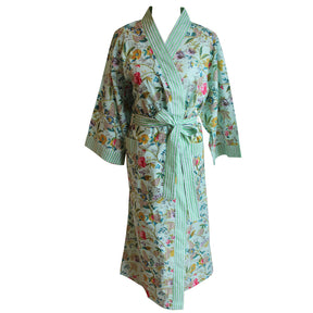 Ladies Mint Floral Dressing Gown