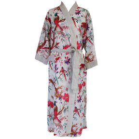 Ladies Cream Bird Dressing Gown