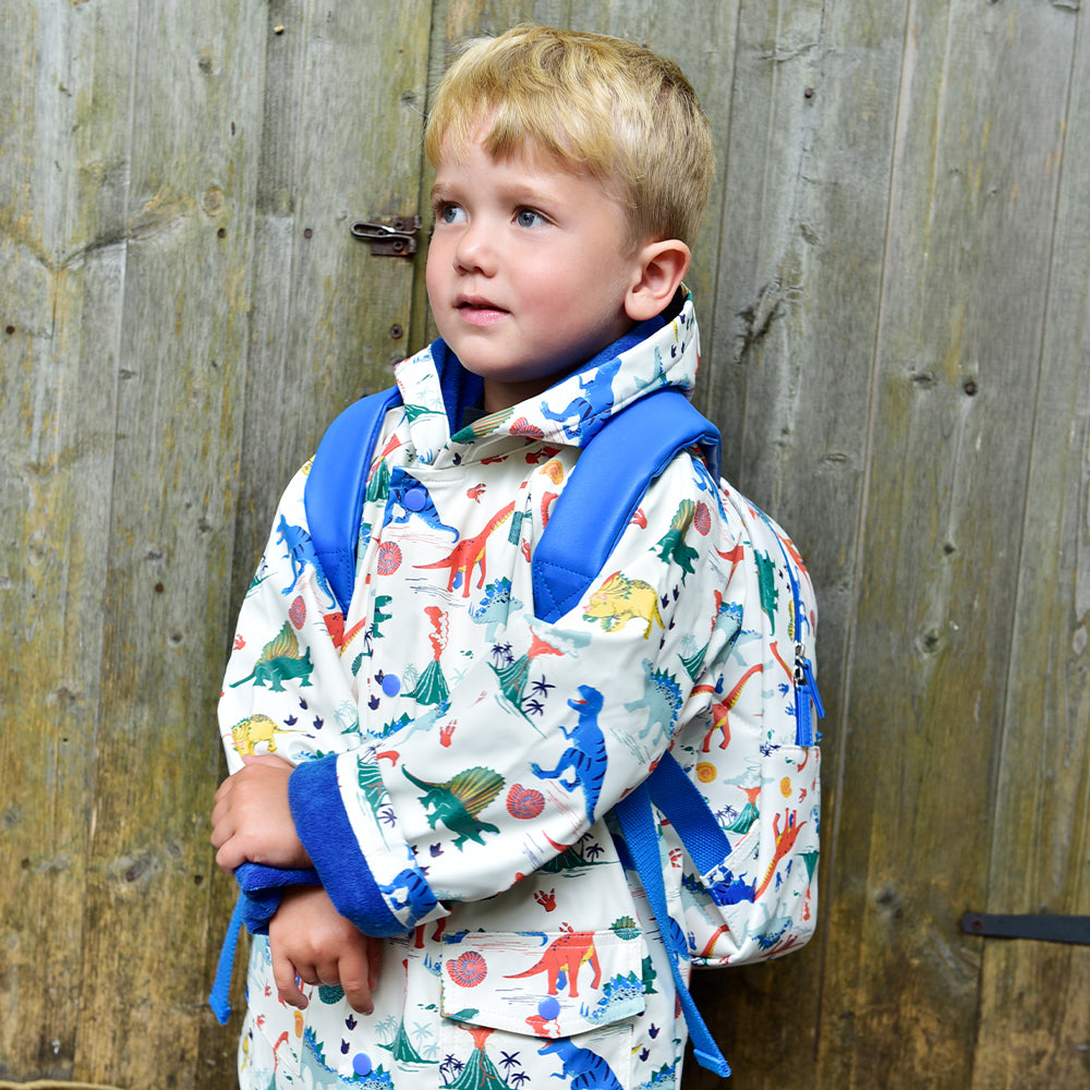 Colourful Dinosaur Print Raincoat