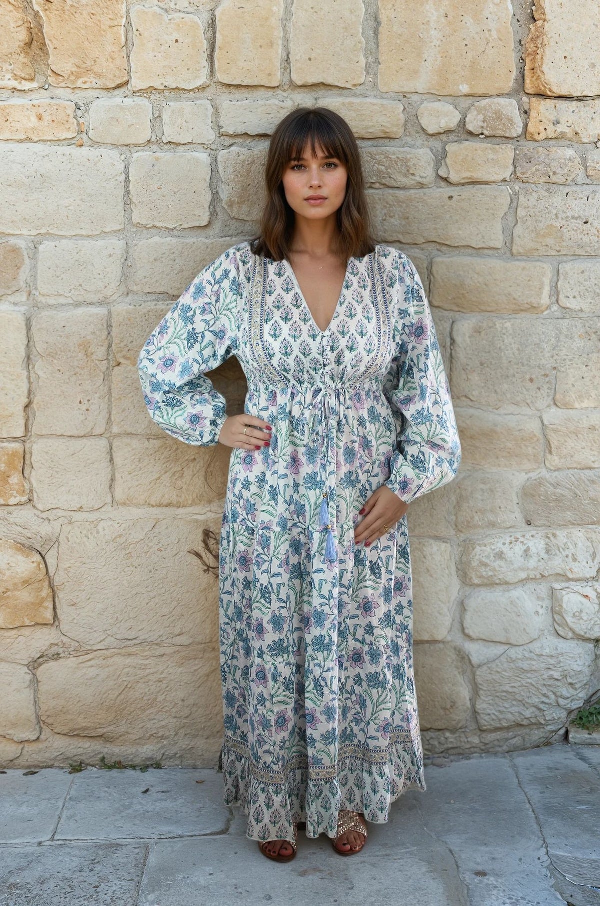 Cassidy - Lilac, Blue & Mint Floral Cotton Dress