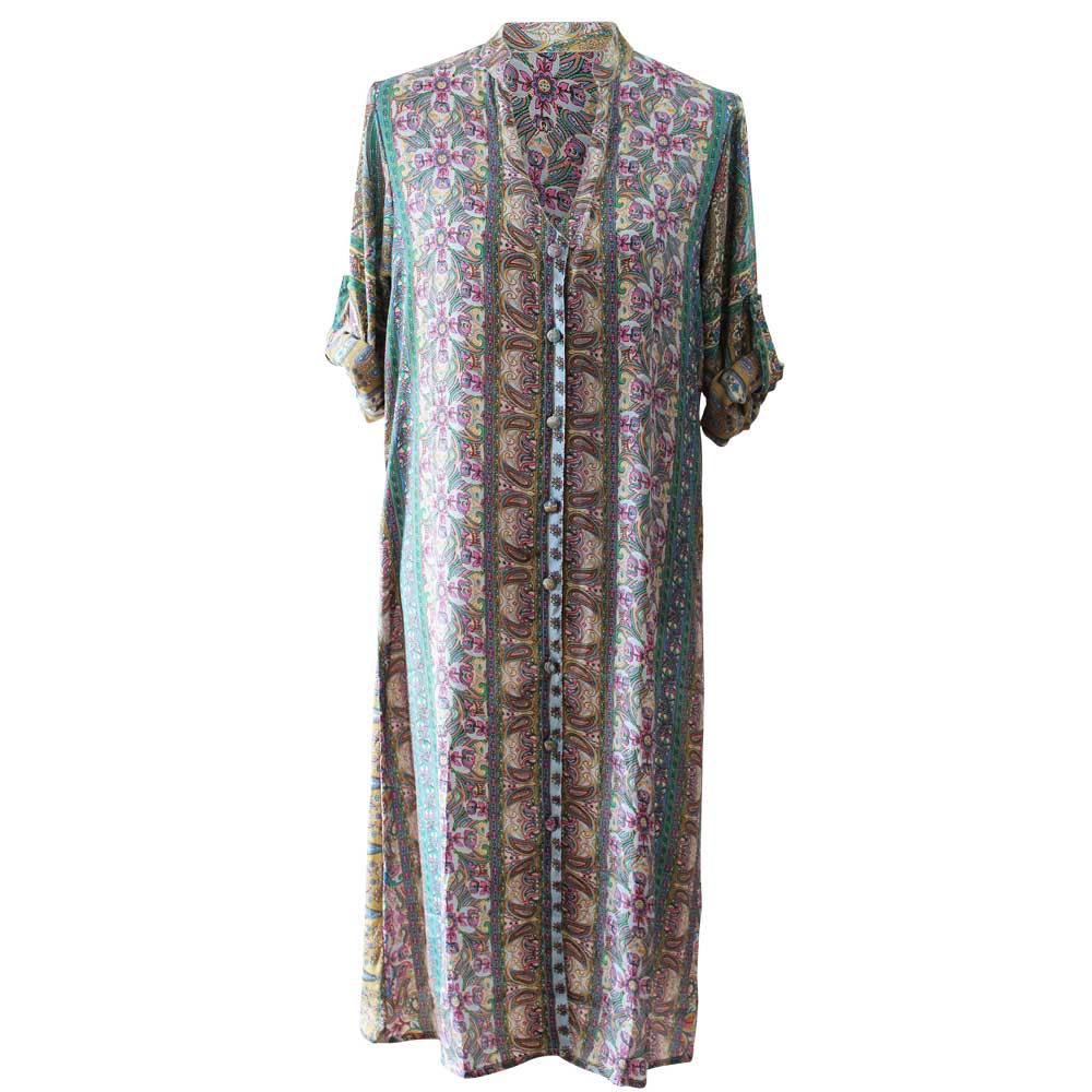 Willow‘-Hemdkleid aus Viskose mit Blumen- und Paisley-Knöpfen