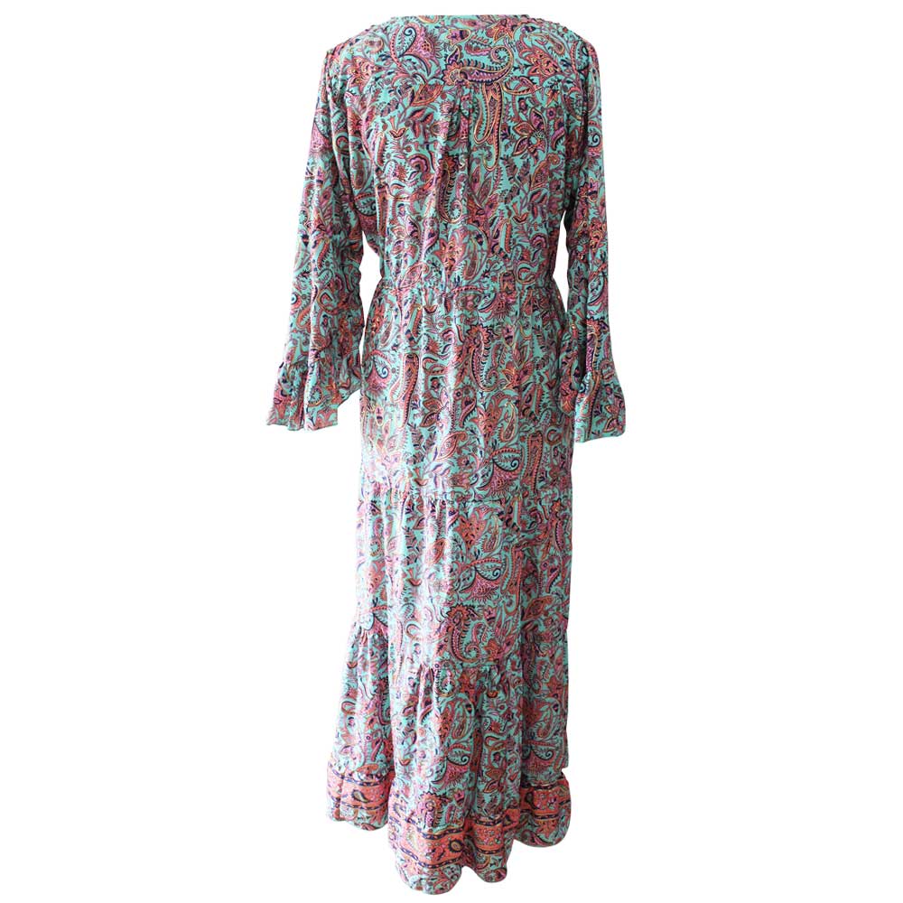 ‘Arianna’ Floral Long Flounced Viscose Dress
