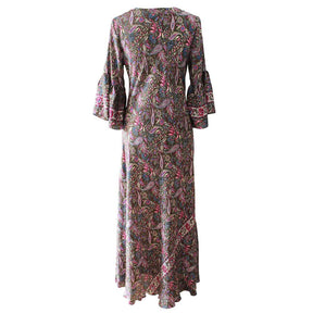 'Deliha' Robe en viscose à manches longues et coupe en biais à imprimé floral