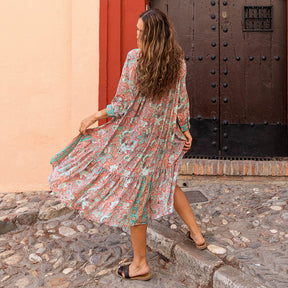 ‘Sky’ Floral Print Ruffled Hem Dress