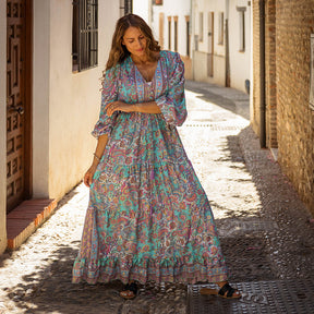 Demi - Pink, Blue, Mint & Gold Paisley Dress Demi - Pink, Blue, Mint & Gold Paisley Dress