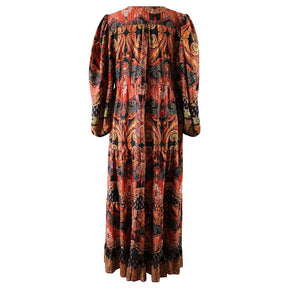 Blair, Red, Black & Orange Viscose Long Sleeve Dress