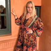 Blair, Red, Black & Orange Viscose Long Sleeve Dress