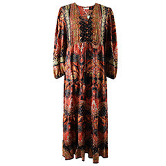 Blair, Red, Black & Orange Viscose Long Sleeve Dress