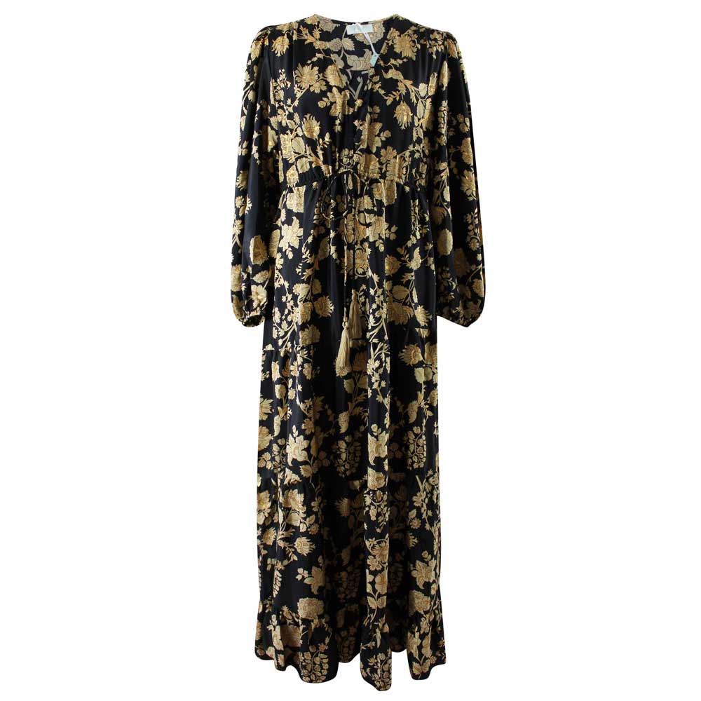 Beba, Black & Gold Floral Viscose Long Sleeve Dress Beba, Black & Gold Floral Viscose Long Sleeve Dress