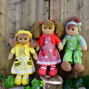 Rag Doll with Embroidered Ladybird Dress 40cm
