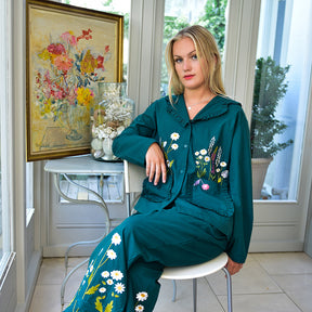 Floral Embroidered Cotton Pyjamas