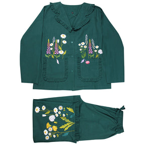 Floral Embroidered Cotton Pyjamas