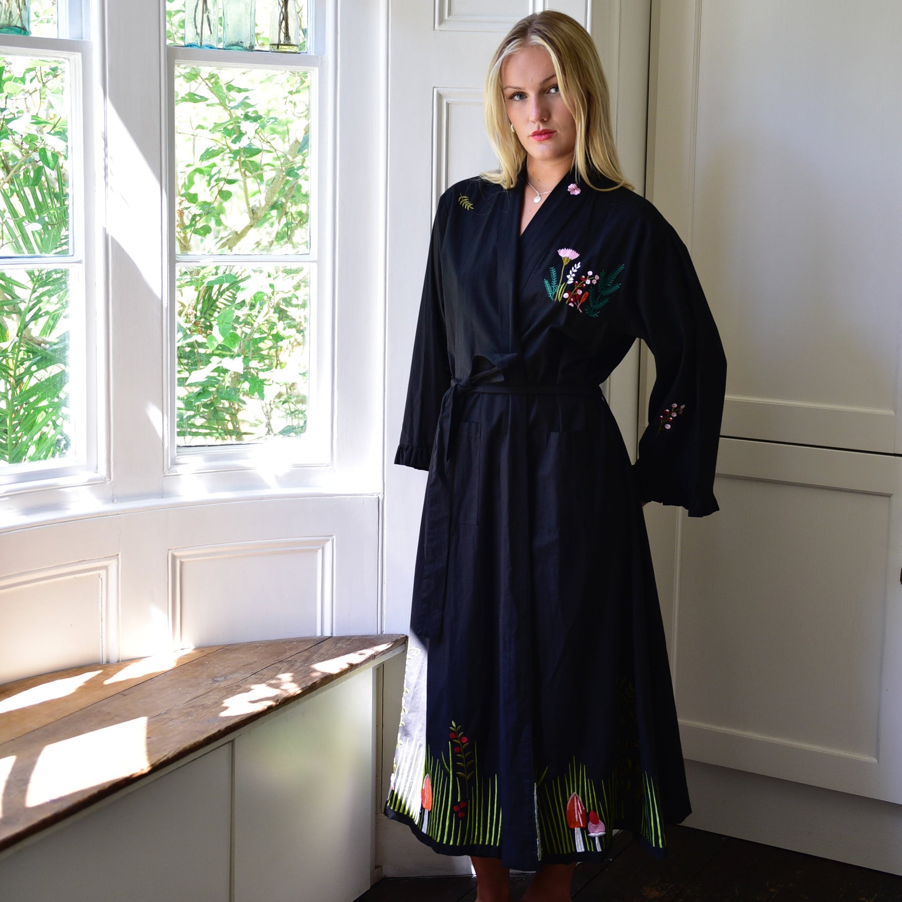 Woodland Embroidered Dressing Gown