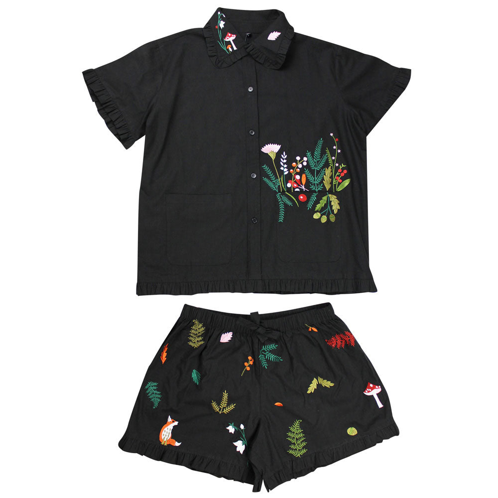 Woodland Embroidered Short Pyjama Set