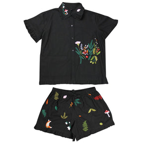 Woodland Embroidered Short Pyjama Set