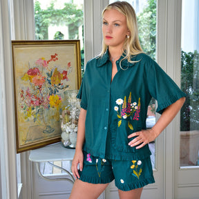Floral Embroidered Short Pyjama Set