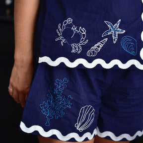 Seashell Embroidered Short Pyjama Set